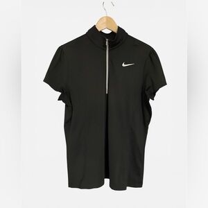 Nike Black Short-Sleeve Zip Golf Top with Swoosh XL